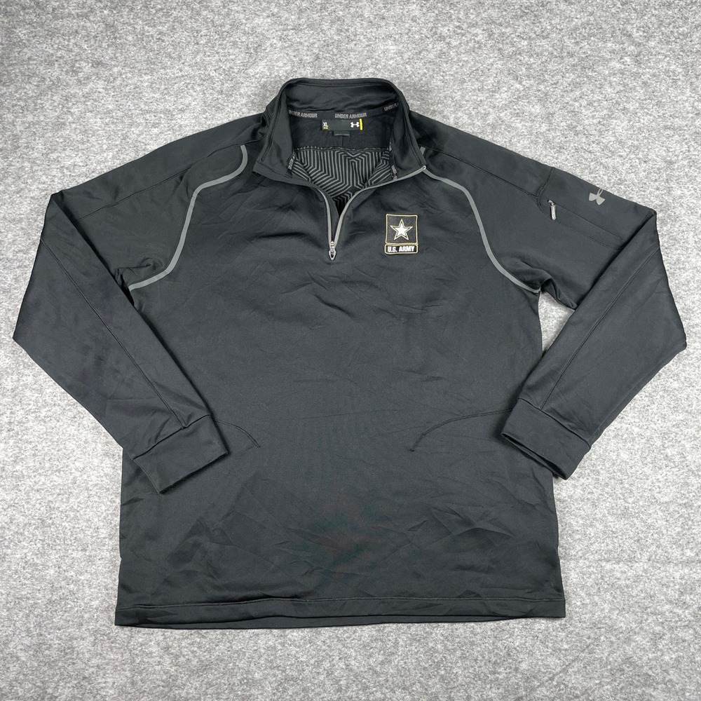 U.S. Army Under Armour Pullover Mens XL Black Quarter Zip Fitted ColdGear Shirt